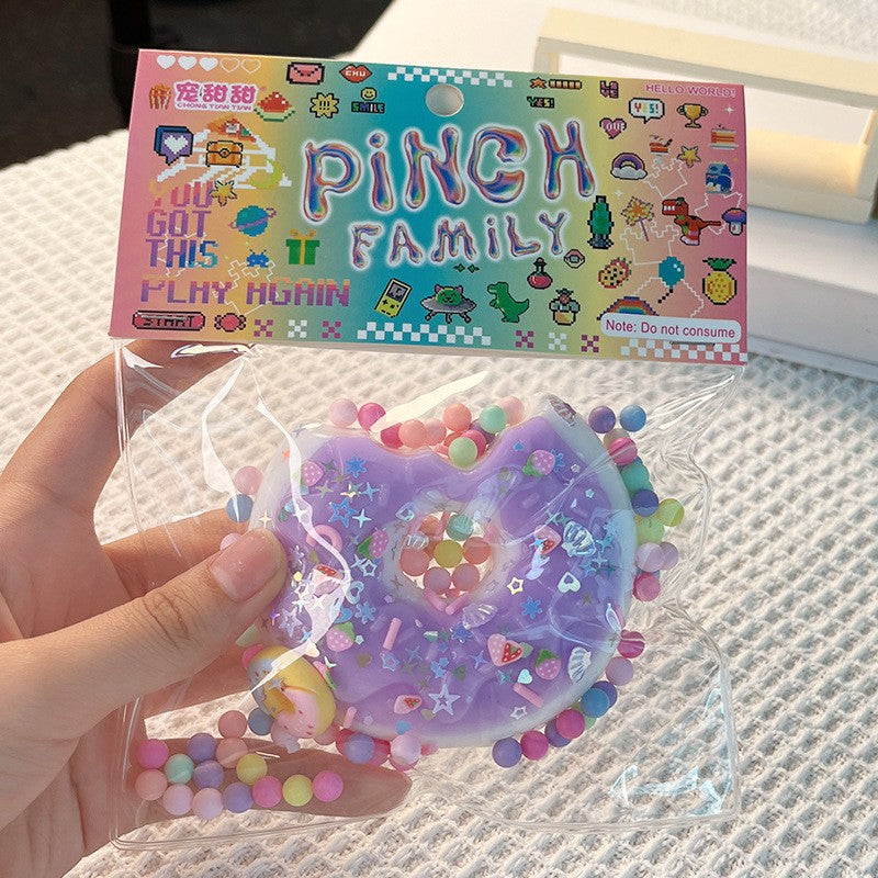 Jucarie Antistres Squishy, selexmo, cu Revenire Lenta, Squeeze Pinch Family, Model Gogoasa, 6x6 cm, 99g, Ambalaj Transparent, Mov