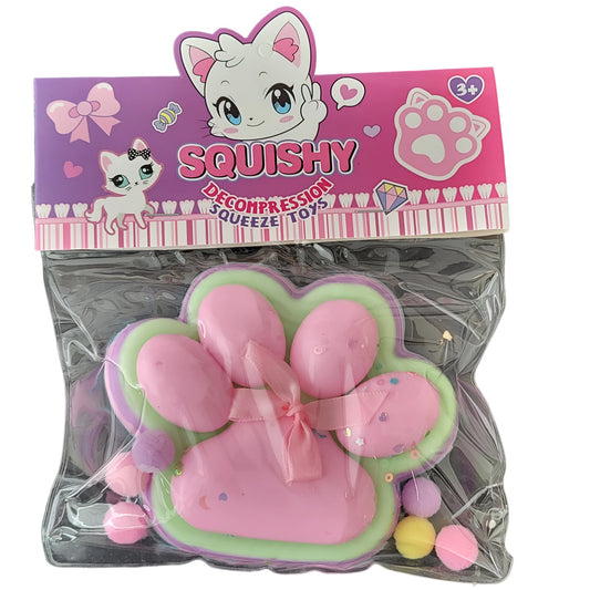 Jucarie Antistres Squishy, selexmo, cu Revenire Lenta, Model Labuta de Pisica, 200g, 12.5 x 10.5 cm Squeeze Pinch Family, Ambalaj Transparent, Model 11