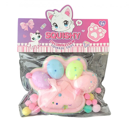 Jucarie Antistres Squishy, selexmo, cu Revenire Lenta, Model Labuta de Pisica, 220g, 12.5 x 10.5 cm Squeeze Pinch Family, Ambalaj Transparent, Model 5