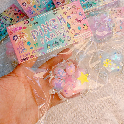 Jucarie Antistres Squishy, selexmo, cu Revenire Lenta, Squeeze Pinch Family, Model Labuta de Pisica, 6x5.5 cm, 70g, Ambalaj Transparent, Roz-Transparent