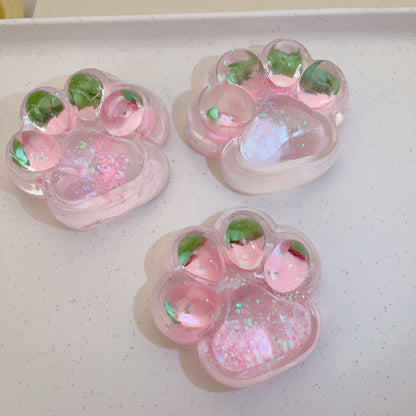 Jucarie Antistres Squishy, selexmo, cu Revenire Lenta, Squeeze Pinch Family, Model Labuta de Pisica cu Sclipici, 6.5x6 cm, 60g, Ambalaj Transparent, Roz