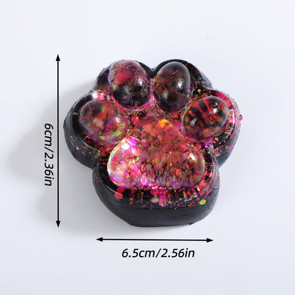 Jucarie Antistres Squishy, selexmo, cu Revenire Lenta, Squeeze Pinch Family, Model Labuta de Pisica cu Sclipici, 6.5x6 cm, 60g, Ambalaj Transparent, Roz-Negru