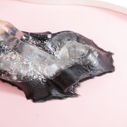 Jucarie Antistres Squishy, selexmo, cu Revenire Lenta, Squeeze Pinch Family, Model Labuta de Pisica cu Sclipici, 6.5x6 cm, 60g, Ambalaj Transparent, Alb-Negru