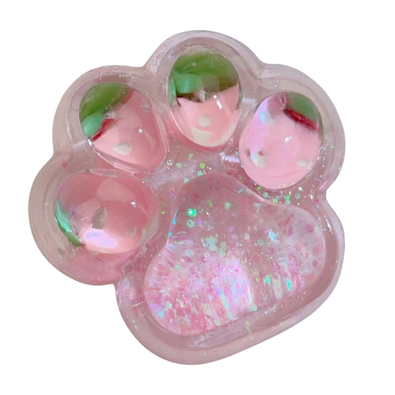 Jucarie Antistres Squishy, selexmo, cu Revenire Lenta, Squeeze Pinch Family, Model Labuta de Pisica cu Sclipici, 6.5x6 cm, 60g, Ambalaj Transparent, Roz