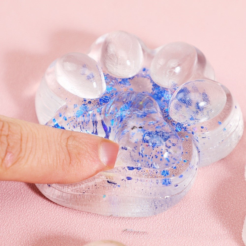 Jucarie Antistres Squishy, selexmo, cu Revenire Lenta, Model Labuta de Pisica Pufoasa, 12.5x10.5 cm, 220g, Squeeze Pinch Family,  Galben Transparent
