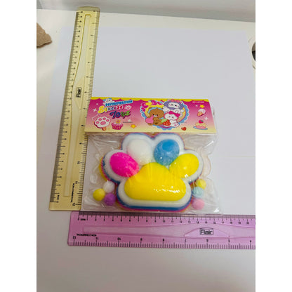 Jucarie Antistres Squishy, selexmo, cu Revenire Lenta, Model Labuta de Pisica Pufoasa, 220g, 12.5 x 10.5 cm Squeeze Pinch Family, Ambalaj Transparent, Galben-Multicolor
