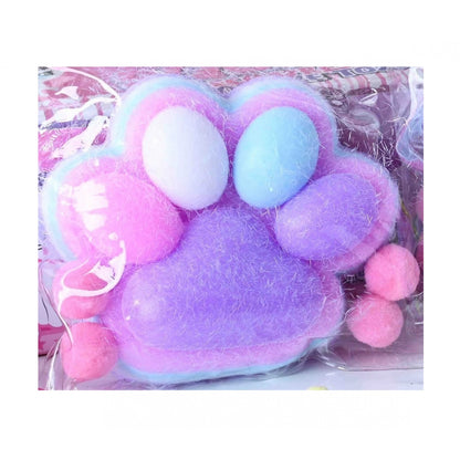 Jucarie Antistres Squishy, selexmo, cu Revenire Lenta, Model Labuta de Pisica Pufoasa, 220g, 12.5 x 10.5 cm Squeeze Pinch Family, Ambalaj Transparent, Mov