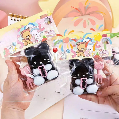Jucarie Antistres Squishy, selexmo, cu Revenire Lenta, Squeeze Pinch Family, Model Pisicuta, 10cm x6cm Ambalaj Transparent, 70 gr, Negru