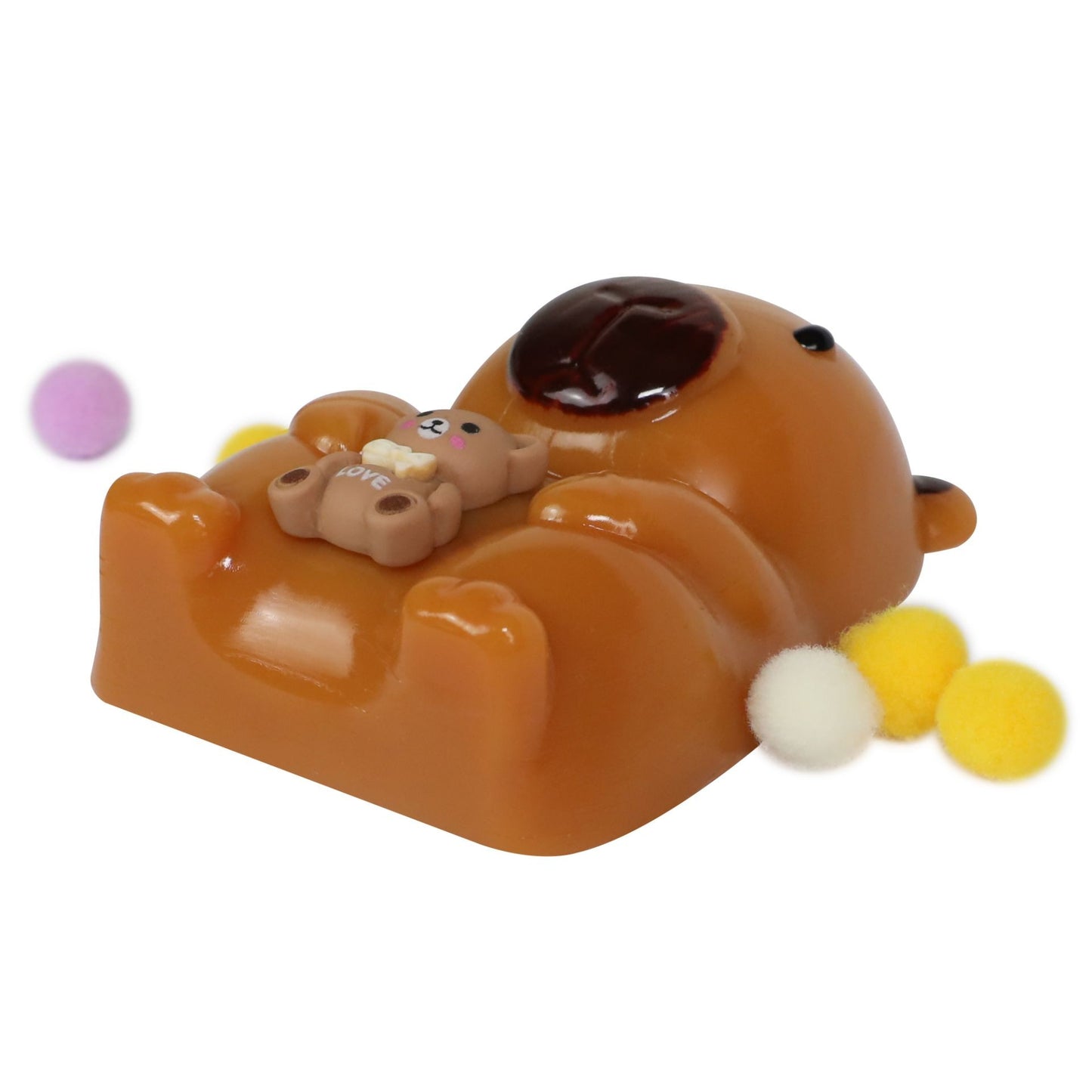 Jucarie Antistres Squishy, selexmo, cu Revenire Lenta, Squeeze Pinch Family, Model Urs, Ambalaj Transparent, 4.5 x 7.2 cm, Maro