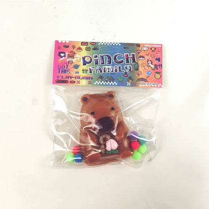 Jucarie Antistres Squishy, selexmo, cu Revenire Lenta, Squeeze Pinch Family, Model Urs, Ambalaj Transparent, 4.5 x 7.2 cm, Maro