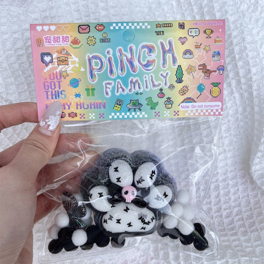 Jucarie Antistres Squishy, selexmo, cu Revenire Lenta, Squeeze Pinch Family, Model Cat Paw, Ambalaj Transparent, Alb/Negru