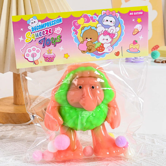 Jucarie Antistres Squishy, selexmo, Model Omul Pesterii, cu Revenire Lenta, din TPR, 12 x 11 x 3 cm, Multicolor