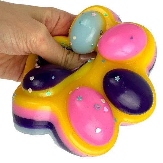 Jucarie Antistres Squishy, selexmo, Revenire Lenta, Model Labuta de Pisica, Squishy, BIG 12.5 x 10.5 cm, 220 g, Model 18, Roz Galben Mov