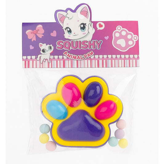Jucarie Antistres Squishy, selexmo, Revenire Lenta, Model Labuta de Pisica, Squishy, BIG 12.5 x 10.5 cm, 220 g, Model 17, Mov Galben Rosu