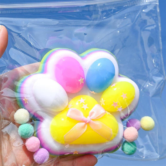 Jucarie Antistres Squishy, selexmo, Revenire Lenta, Model Labuta de Pisica, Squishy, BIG 12.5 x 10.5 cm, 220 g, Model 19, Multicolor Roz