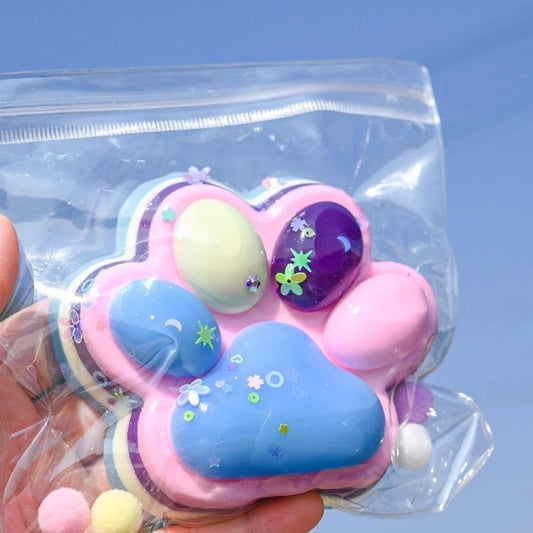Jucarie Antistres Squishy, selexmo, Revenire Lenta, Model Labuta de Pisica, Squishy, BIG 12.5 x 10.5 cm, 220 g, Model 20, Multicolor Roz Mov