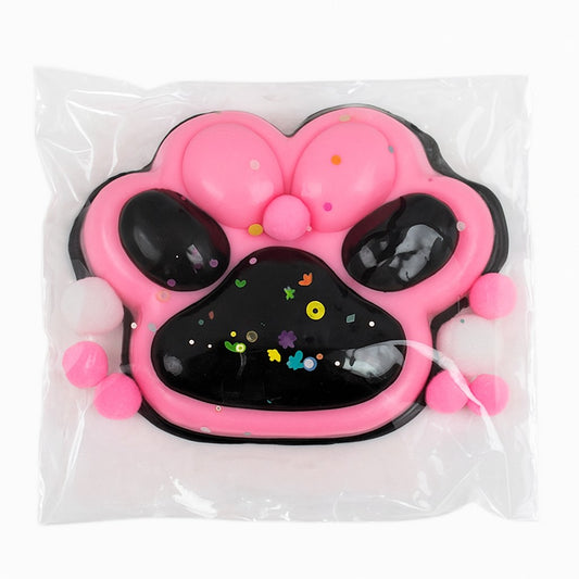 Jucarie Antistres Squishy, selexmo, Revenire Lenta, Model Labuta de Pisica, Squishy, BIG 12.5 x 10.5 cm, 220 g, Model 16, Roz Transparent Negru