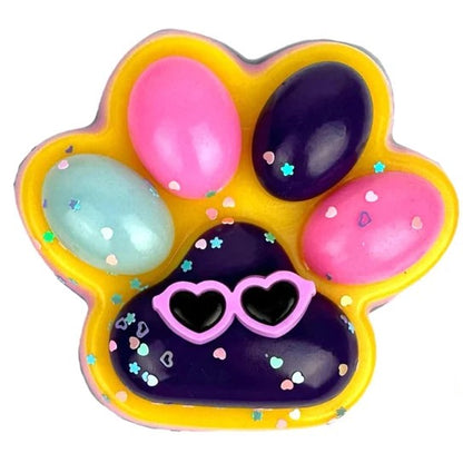 Jucarie Antistres Squishy, selexmo, Revenire Lenta, Model Labuta de Pisica, Squishy, BIG 12.5 x 10.5 cm, 220 g, Model 18, Roz Galben Mov