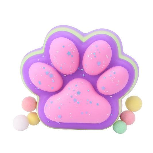 Jucarie Antistres Squishy, selexmo, Revenire Lenta, Model Labuta de Pisica, Squishy, BIG 12.5 x 10.5 cm, 220 g, Model 23, Multicolor Mov Roz