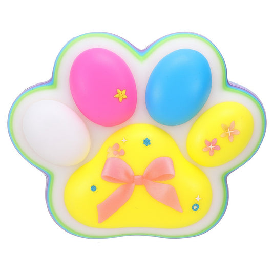 Jucarie Antistres Squishy, selexmo, Revenire Lenta, Model Labuta de Pisica, Squishy, BIG 12.5 x 10.5 cm, 220 g, Model 24, Multicolor Alb Galben