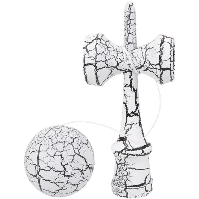 Kendama Crack, Selexmo, din Lemn, 18 cm, +14 Ani, Diametru Bila 6 cm, Model Crapat, Alb