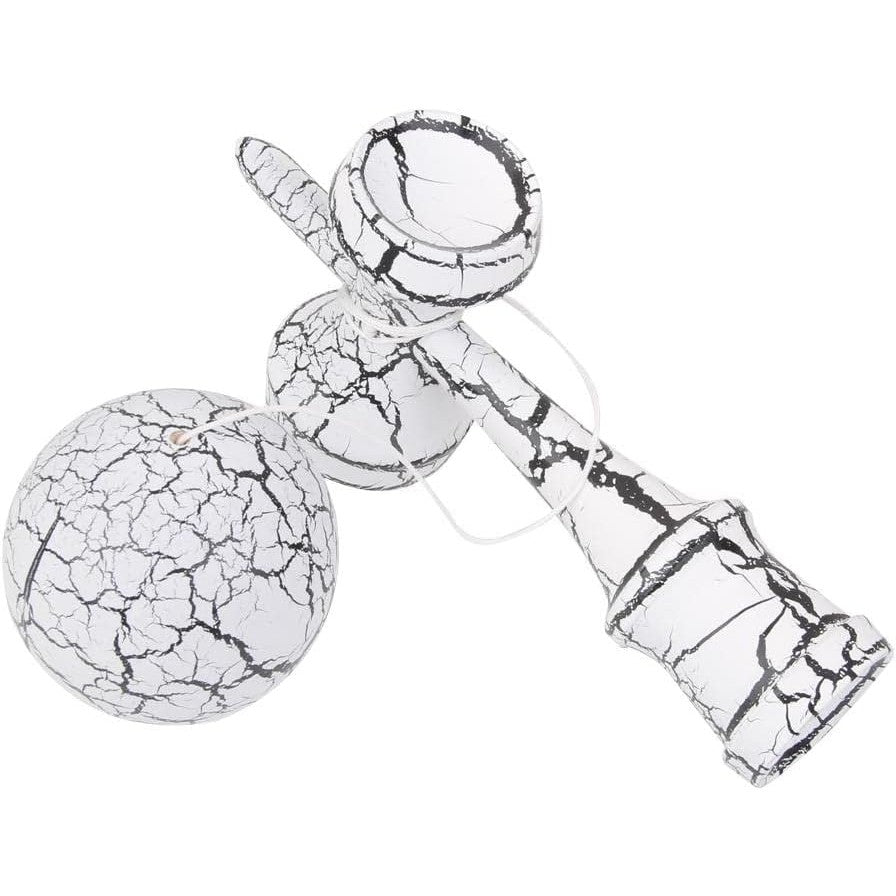 Kendama Crack, Selexmo, din Lemn, 18 cm, +14 Ani, Diametru Bila 6 cm, Model Crapat, Alb