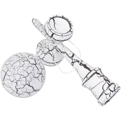 Kendama Crack, Selexmo, din Lemn, 18 cm, +14 Ani, Diametru Bila 6 cm, Model Crapat, Alb
