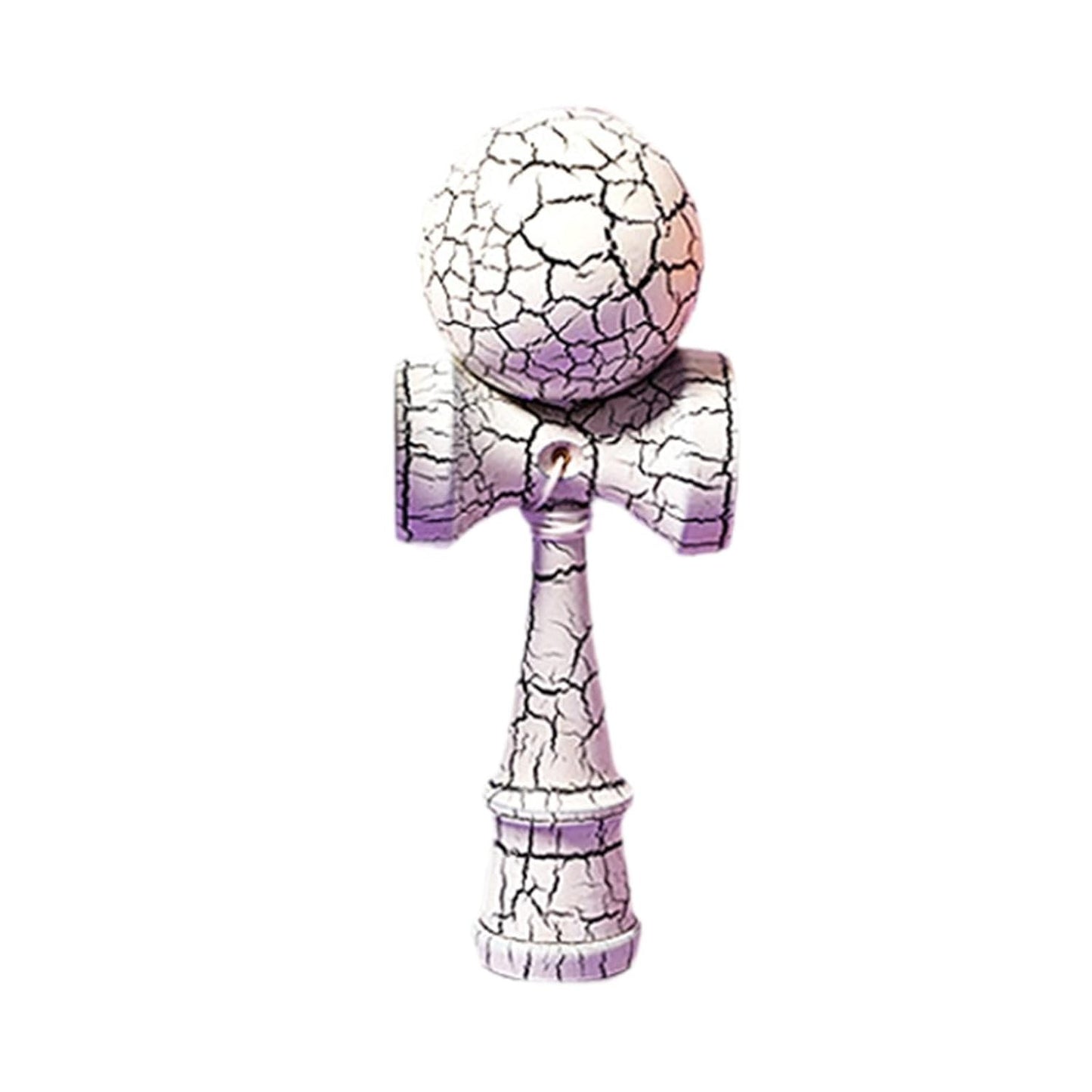 Kendama Crack, Selexmo, din Lemn, 18 cm, +14 Ani, Diametru Bila 6 cm, Model Crapat, Alb