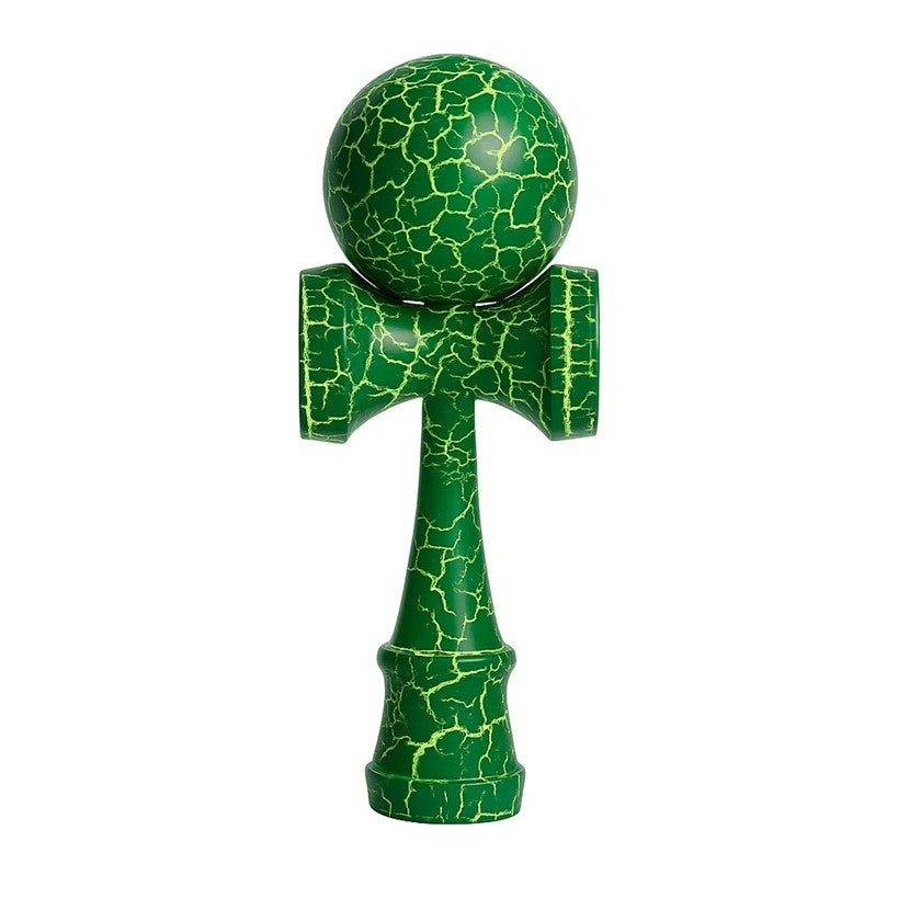 Kendama Crack, Selexmo, din Lemn, 18 cm, +14 Ani, Diametru Bila 6 cm, Model Crapat, Verde