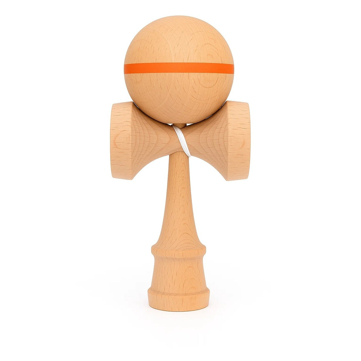 Jucarie Interactiva Kendama, Selexmo, din Lemn, 18 cm, Joc de Indemanare pentru Copii si Adulti, Model cu Dunga, Portocaliu