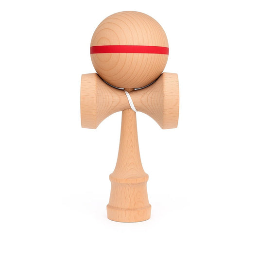Jucarie Interactiva Kendama, Selexmo, din Lemn, 18 cm, Joc de Indemanare pentru Copii si Adulti, Model cu Dunga, Roz