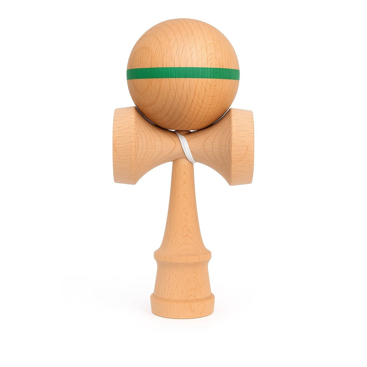 Jucarie Interactiva Kendama, Selexmo, din Lemn, 18 cm, Joc de Indemanare pentru Copii si Adulti, Model cu Dunga, Verde
