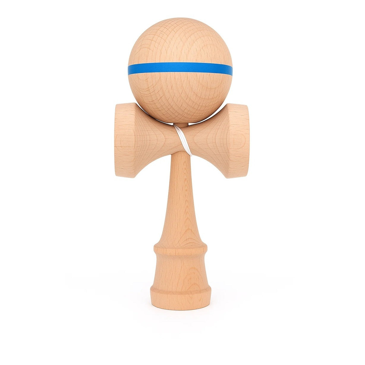 Jucarie Interactiva Kendama, Selexmo, din Lemn, 18 cm, Joc de Indemanare pentru Copii si Adulti, Model cu Dunga, Albastru