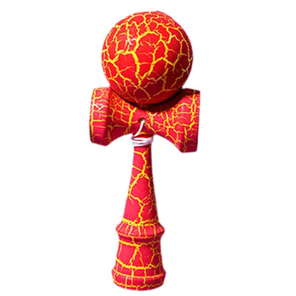 Kendama Crack, Selexmo, din Lemn, 18 cm, +14 Ani, Diametru Bila 6 cm, Model Crapat, Rosu
