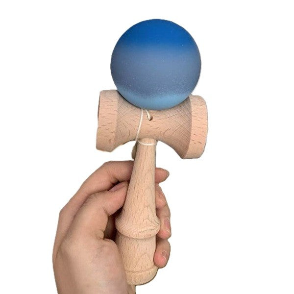 Jucarie Kendama X Originala, Profesionala, Selexmo, din Lemn, Rubber Grip, 18 cm, Albastru/Gri/Bleu