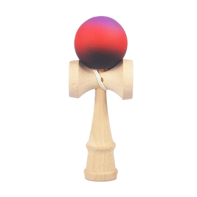 Jucarie Kendama X Originala, Profesionala, Selexmo, din Lemn, Rubber Grip, 18 cm, Mov/Rosu/Negru