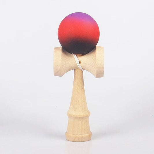 Jucarie Kendama X Originala, Profesionala, Selexmo, din Lemn, Rubber Grip, 18 cm, Mov/Rosu/Negru