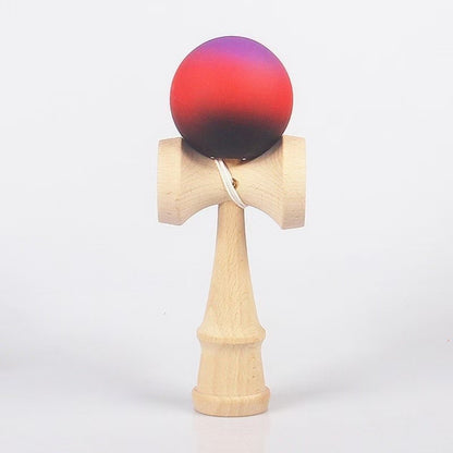 Jucarie Kendama X Originala, Profesionala, Selexmo, din Lemn, Rubber Grip, 18 cm, Mov/Rosu/Negru