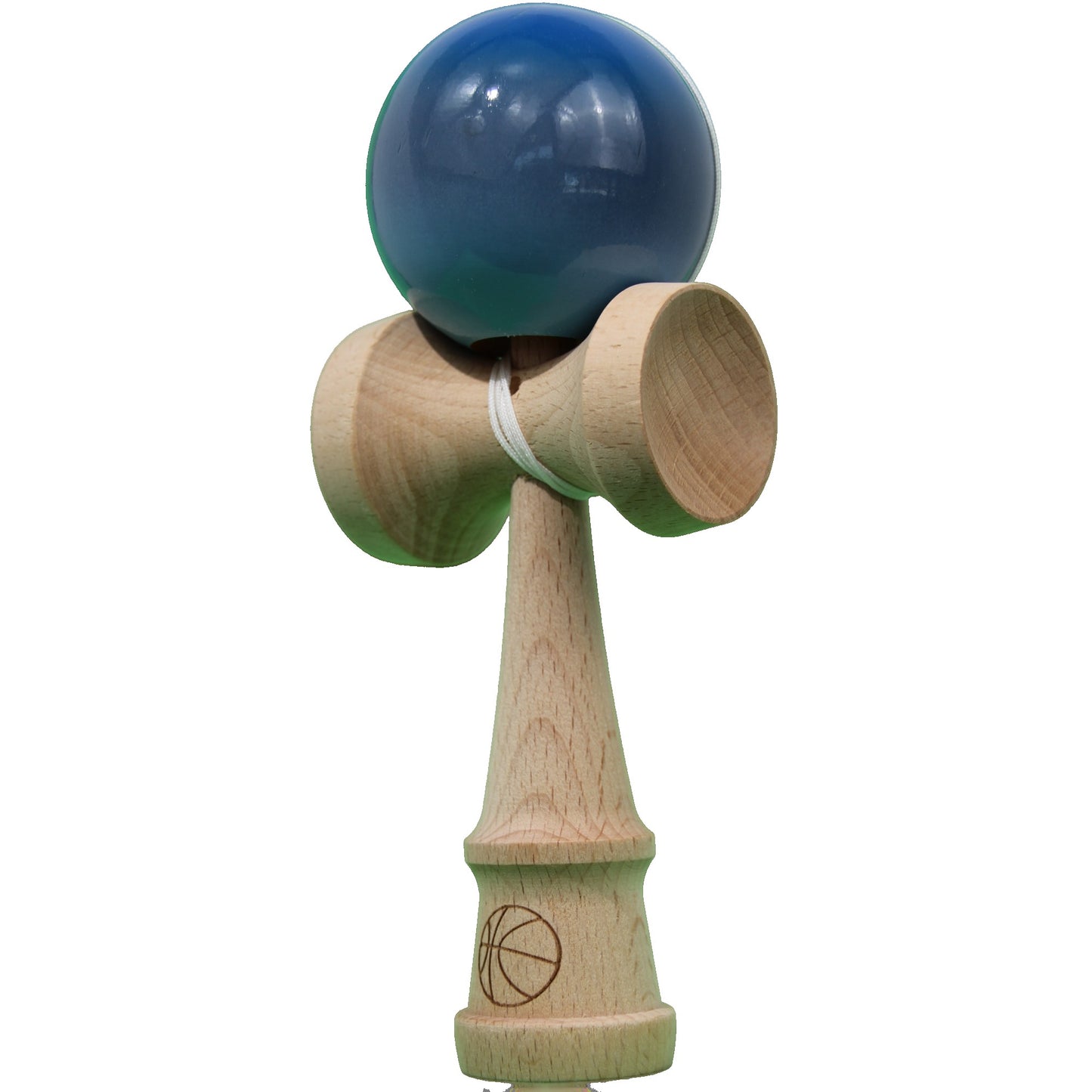 Jucarie Kendama X Originala, Profesionala, Selexmo, Super Sticky din Lemn, 18 cm, Gradient Albastru/Gri/Bleu