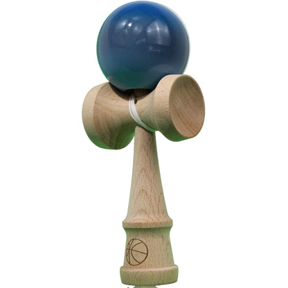 Jucarie Kendama X Originala, Profesionala, Selexmo, Super Sticky din Lemn, 18 cm, Gradient Albastru/Gri/Bleu