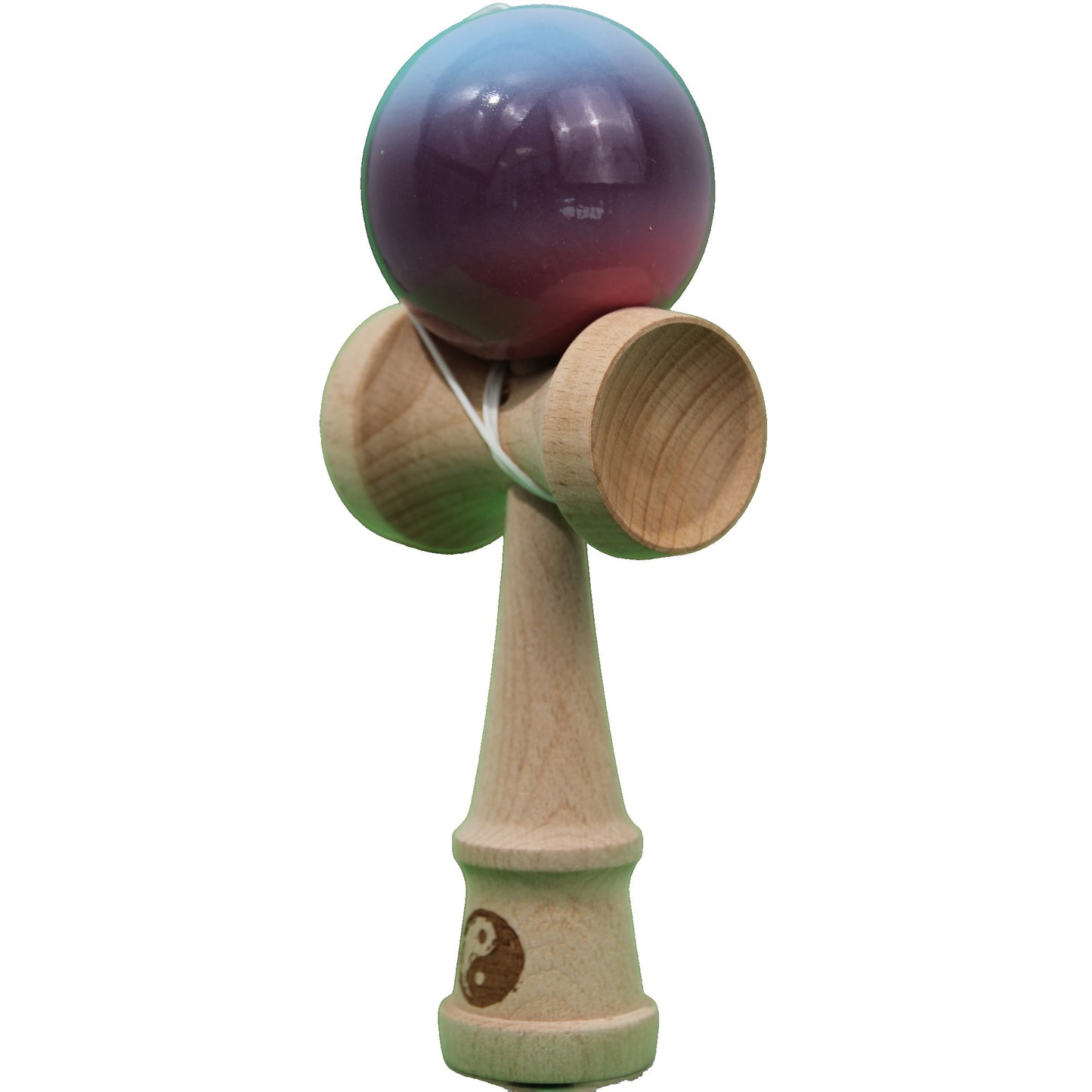 Jucarie Kendama X Originala, Profesionala, Selexmo, Super Sticky din Lemn, 18 cm, Gradient Albastru Deschis/Mov/Roz