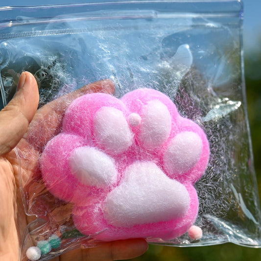 Jucarie Interactiva Squishy, selexmo, Model Cat Paw, Squeeze Pinch Family, Revenire Lenta, din TPR, +3 Ani, 7.5 cm, Textura Puf, Roz