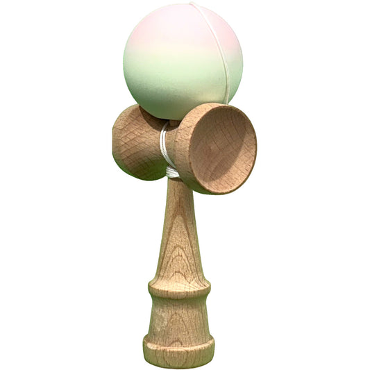 Kendama X Originala, Profesionala, Selexmo, din Lemn, Rubber Grip, 18 cm, Roz/Verde