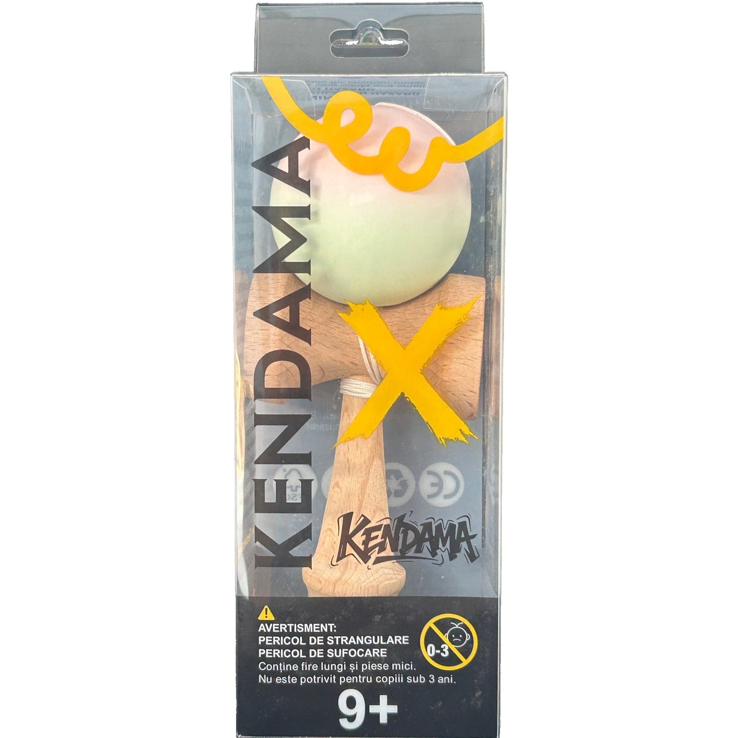 Kendama X Originala, Profesionala, Selexmo, din Lemn, Rubber Grip, 18 cm, Roz/Verde