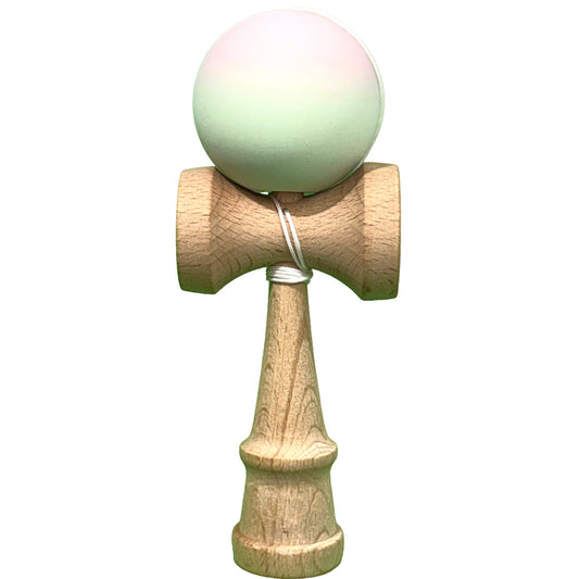 Kendama X Originala, Profesionala, Selexmo, din Lemn, Rubber Grip, 18 cm, Roz/Verde