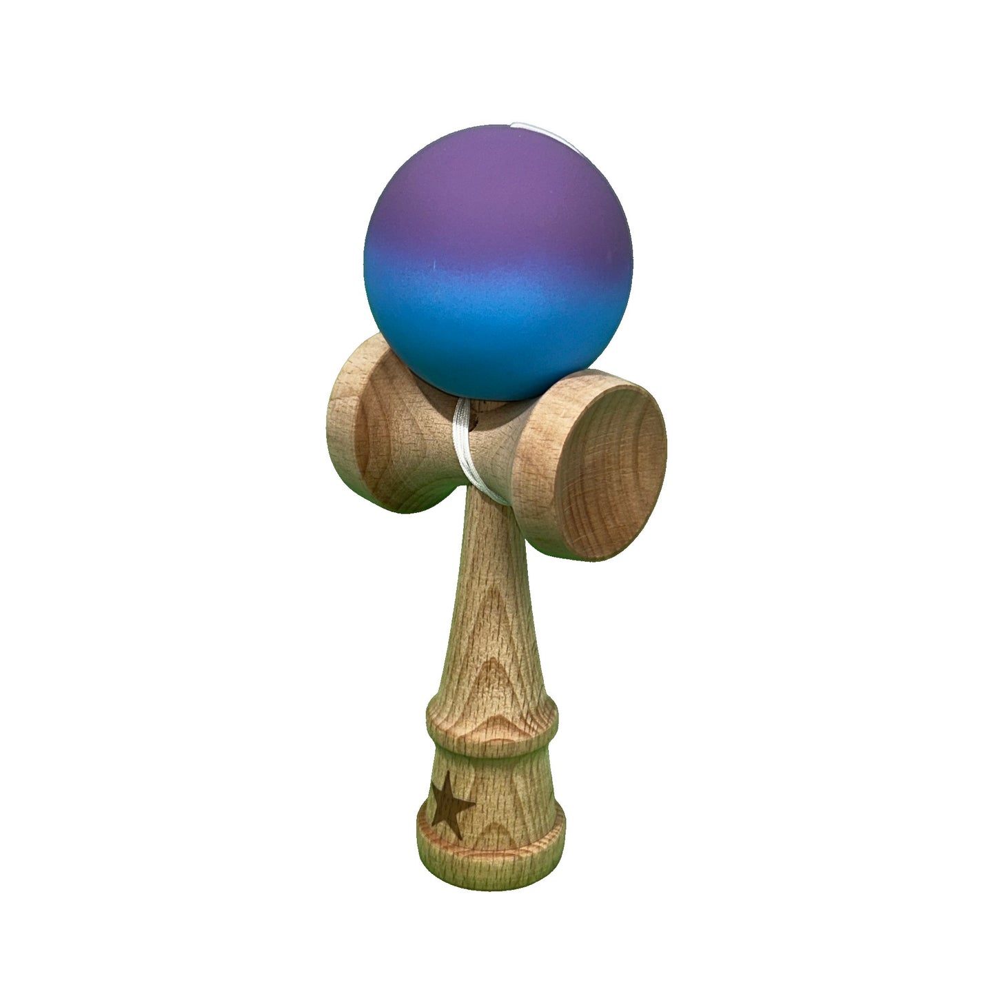 Jucarie Kendama X Originala, Profesionala, Selexmo, din Lemn, 18 cm, Joc de Indemanare pentru Copii și Adulti, Gradient Violet/Albastru