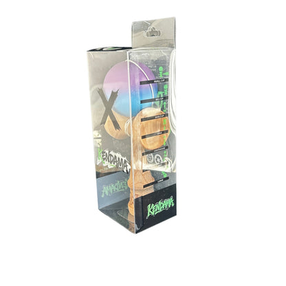 Jucarie Kendama X Originala, Profesionala, Selexmo, din Lemn, 18 cm, Joc de Indemanare pentru Copii și Adulti, Gradient Violet/Albastru