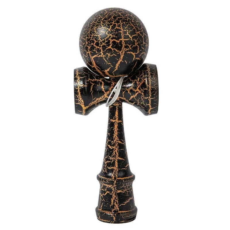 Kendama Crack, Selexmo, din Lemn, 18 cm, +14 Ani, Diametru Bila 6 cm, Model Crapat, Negru
