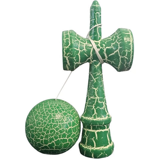 Kendama Crack, Selexmo, din Lemn, 18 cm, +14 Ani, Diametru Bila 6 cm, Model Crapat, Verde