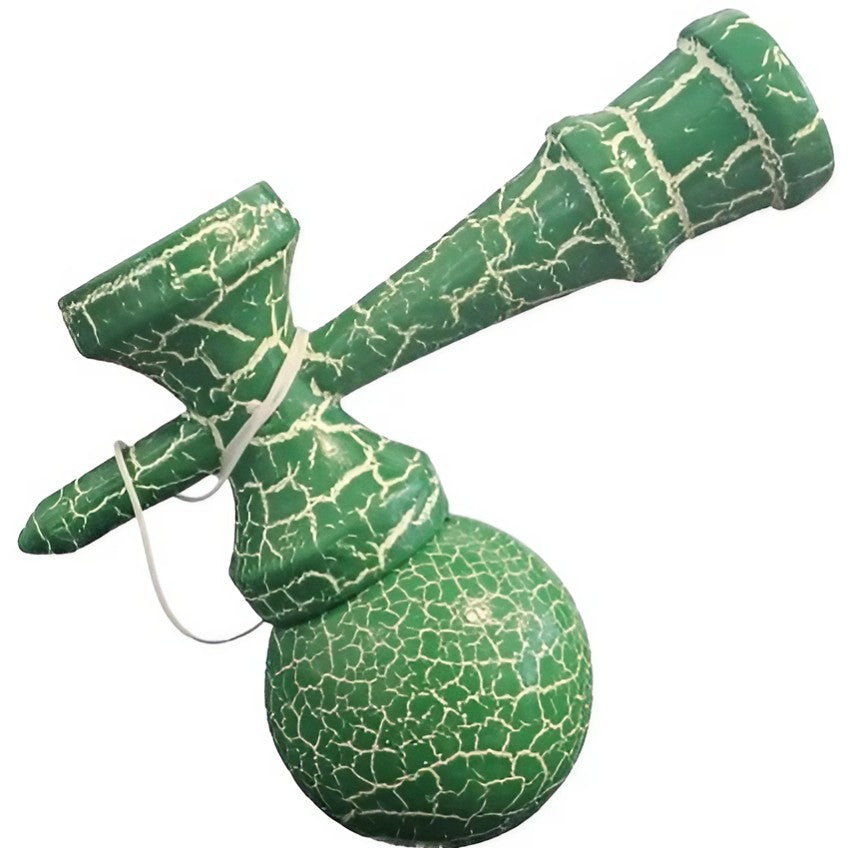 Kendama Crack, Selexmo, din Lemn, 18 cm, +14 Ani, Diametru Bila 6 cm, Model Crapat, Verde